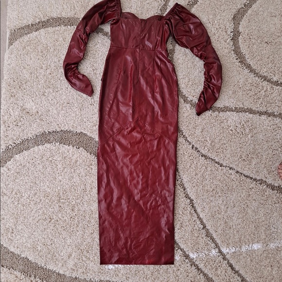 FINAL SALE. Zeynep Arcay Strapless Patent Leather Dress - Picture 7 of 9